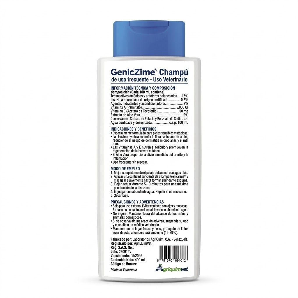 Geniczime Champu Hipoalergenico 400 ML - Miniatura 3