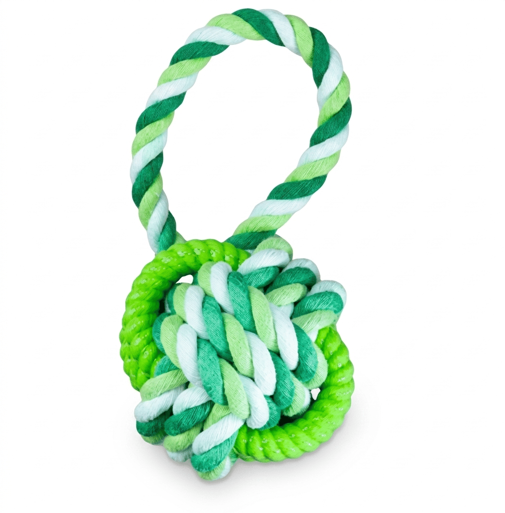 Cuerda Bola Triple Anillo Verde GUAO 20cm Juego Interactivo Resistente Mascotas