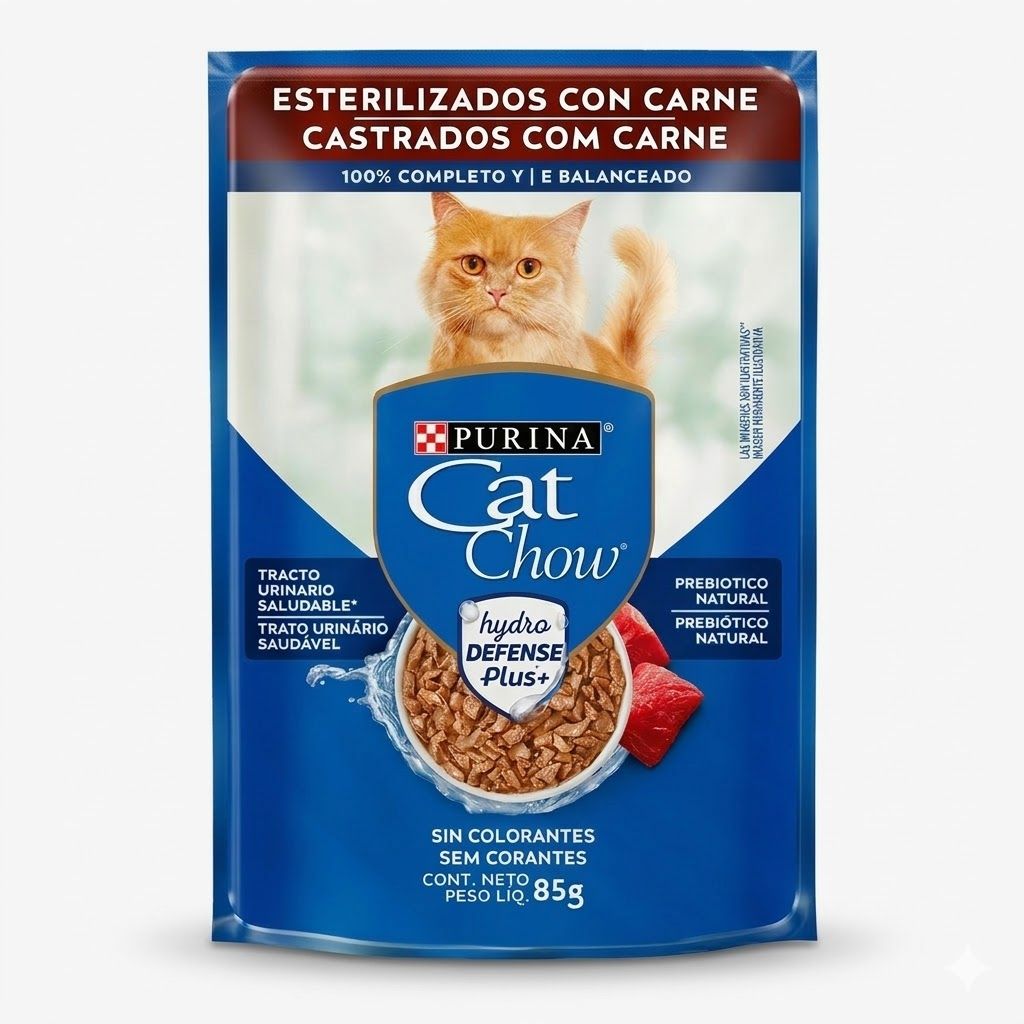 Purina Cat Chow Alimento Húmedo Gatos Esterilizados - Sabor Carne Salud Urinaria 85 g - Miniatura 2