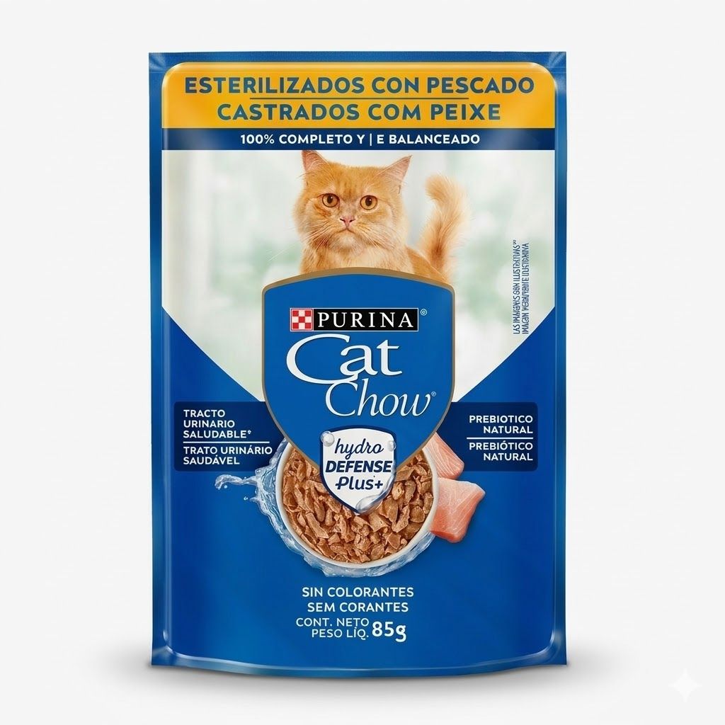 Purina Cat Chow Alimento Húmedo Gatos Esterilizados - Sabor Pescado Salud Urinaria 85 g - Miniatura 2