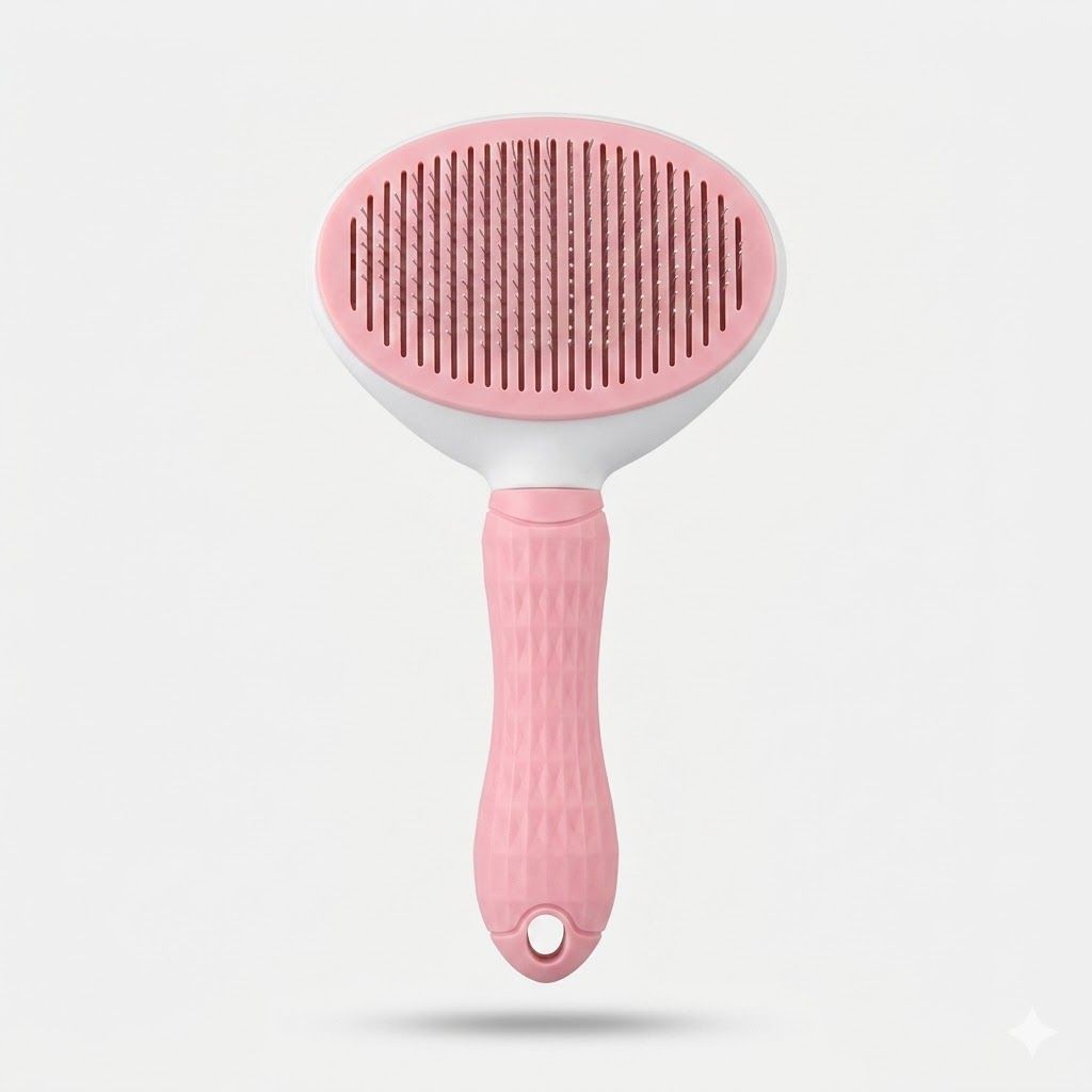 Cepillo de Botón Pets Kingdom con Cerdas de Acero Inoxidable Retráctiles y Mango Ergonómico Antideslizante para Desenredado y Eliminación de Pelo Muerto. - Miniatura 2