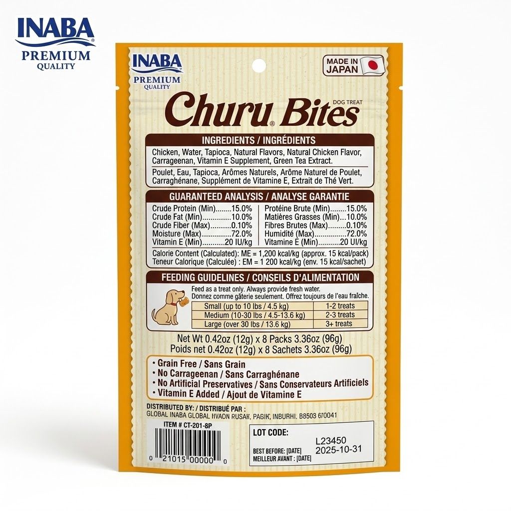 Inaba Churu 8 x 12 gr Snack para Perros sin Granos, Lamibles y Exprimibles, Puré Cremoso para Gatos con Vitamina e y Taurina, Receta de Pollo - Miniatura 2