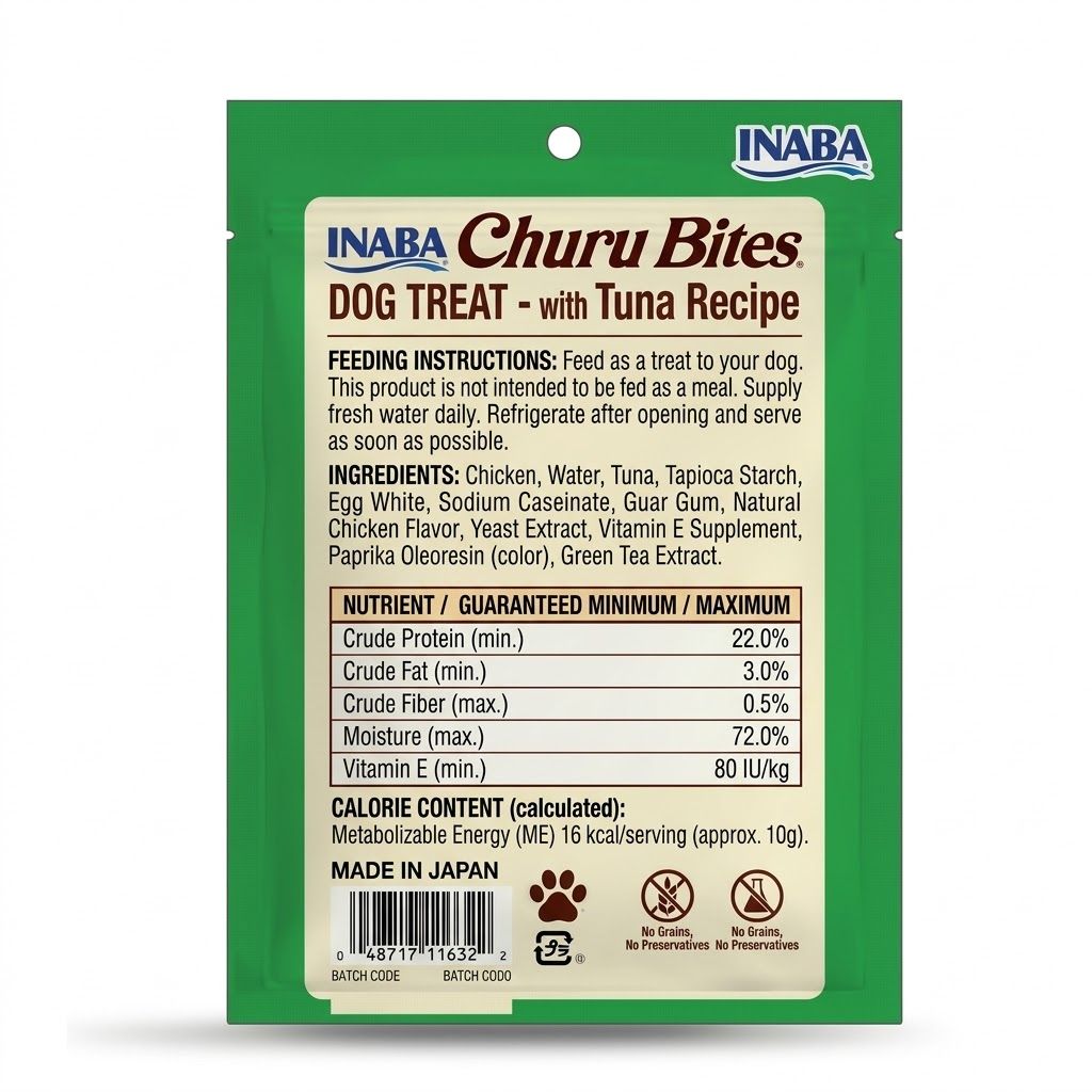 Inaba Churu 8 x 12 gr Snacks para Perros sin Granos, Lamibles y Exprimibles, Puré Cremoso para Gatos con Vitamina e y Taurina, Receta de Pollo y Atún - Miniatura 3