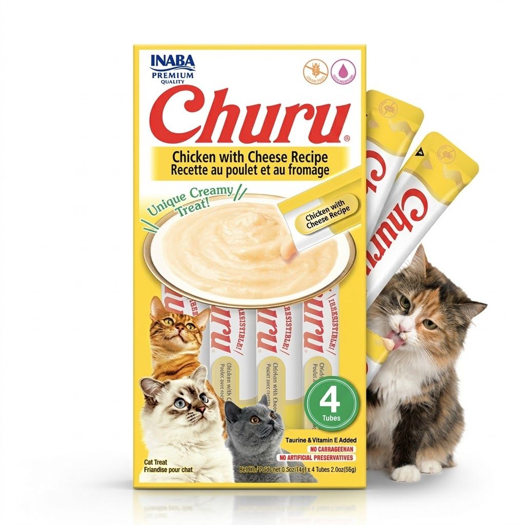 Inaba Churu Pack 4 x 56 gr Snack Húmedo y Cremoso para Gatos Sabor Pollo - Premio Saludable  - Miniatura 3