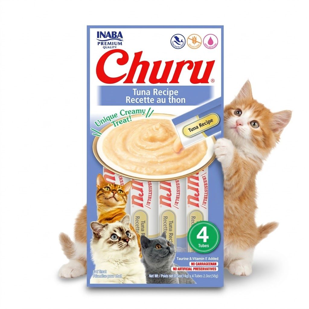 Inaba Churu Pack 4 x 56 gr Snack Húmedo y Cremoso para Gatos Sabor Atún - Premio Saludable - Miniatura 3