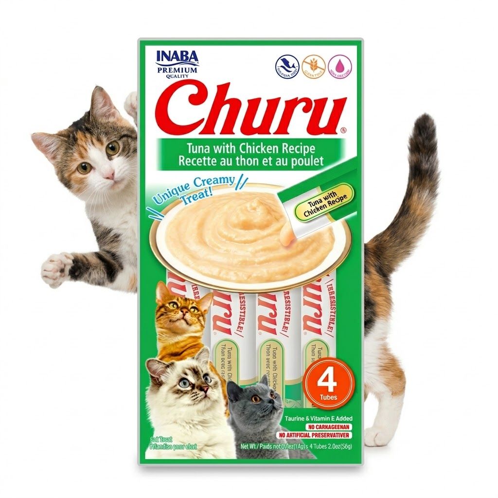 Inaba Churu Pack 4 x 56 gr Snack Húmedo y Cremoso para Gatos Sabor Atún y Pollo - Mix Proteína  - Miniatura 3