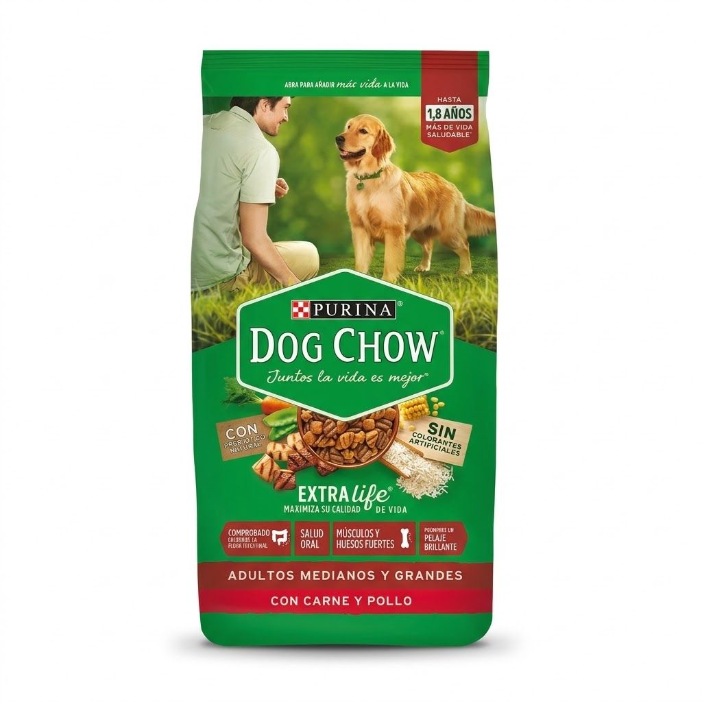 Purina Dog Chow 4 Kg Alimento Seco para Perros Adultos Razas Medianas y Grandes Sin Colorantes - Imagen 1