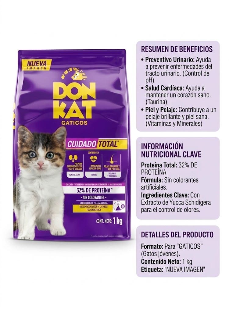 Don Kat 1 Kg Alimento Seco para Gaticos - Crecimiento y Desarrollo Saludable - Miniatura 4