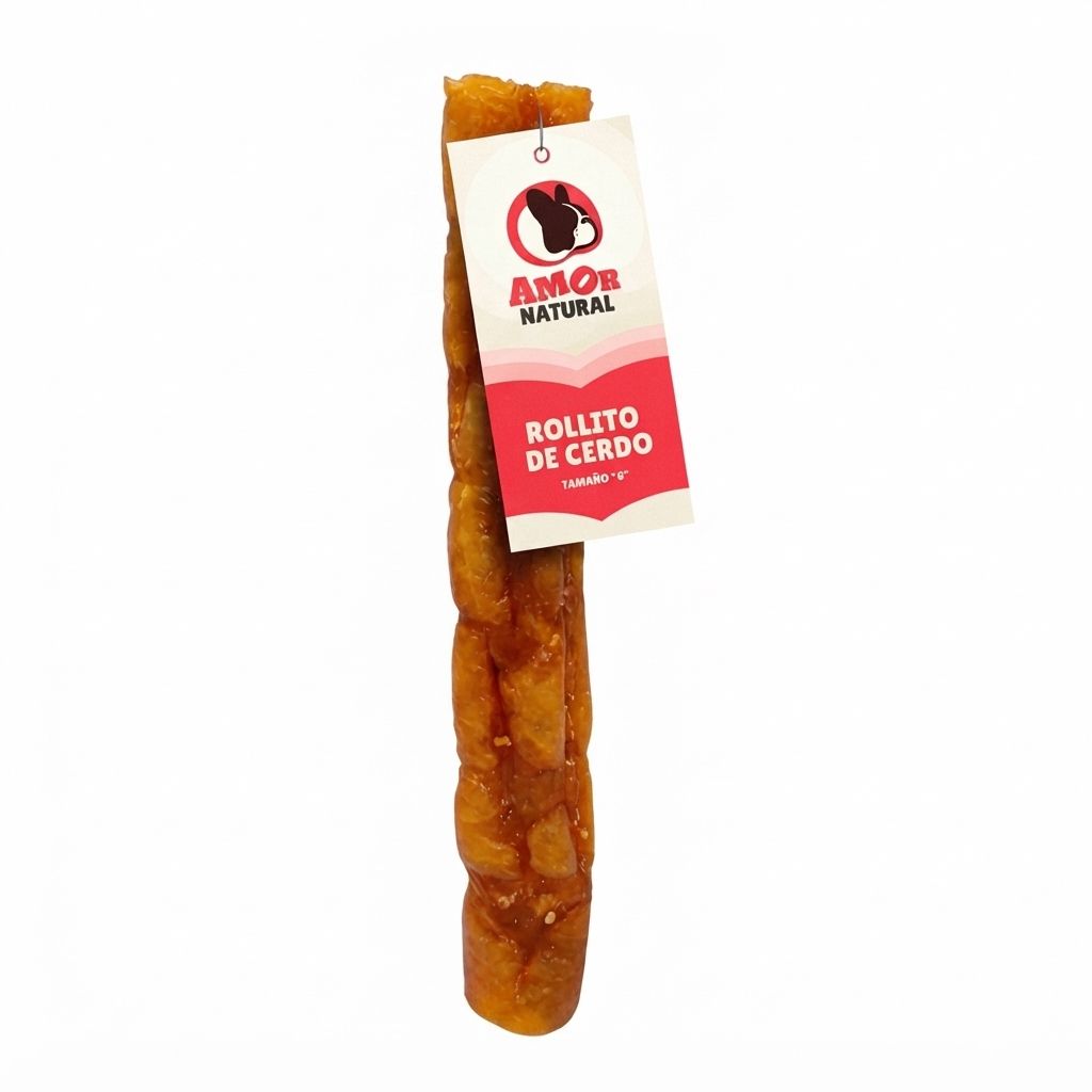 Rollito de Cerdo Natural 6 Pulgadas Amor Natural | Snack Masticable para Perros - Imagen 1