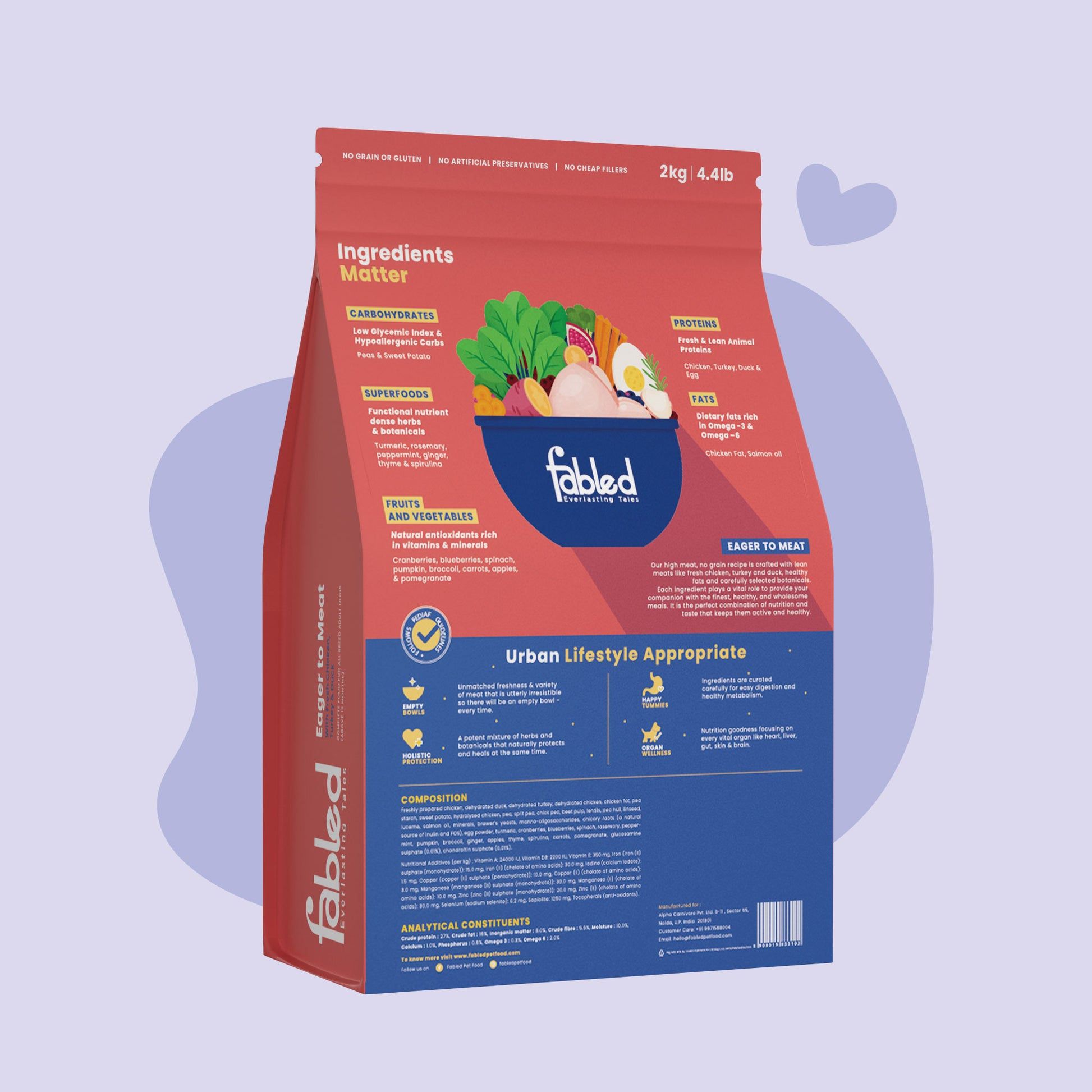 Fabled Eager to Meat 2 Kg - Alimento Libre de Granos con Pollo y Cordero para Perros Adultos - Miniatura 3