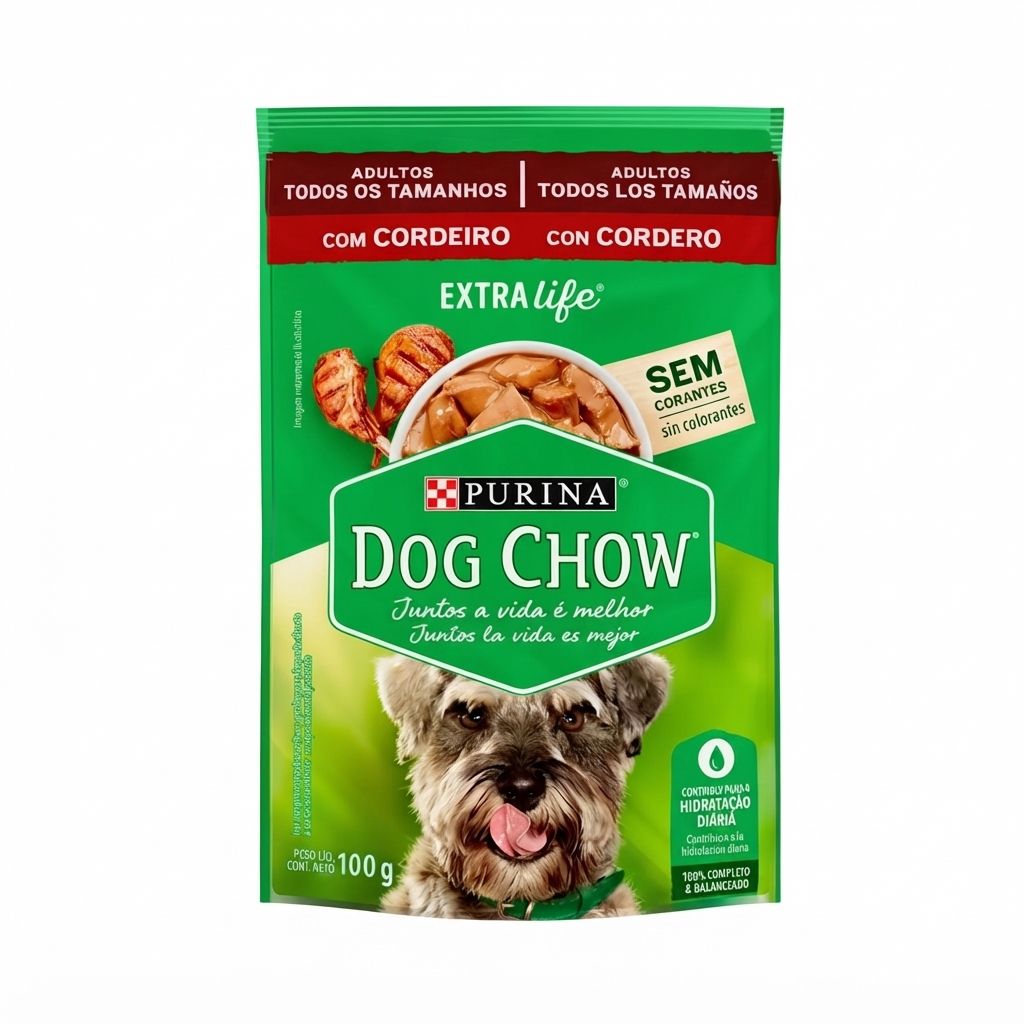 Purina Dog Chow Alimento Húmedo para Perros Adultos Sabor Cordero 100 g - Imagen 1