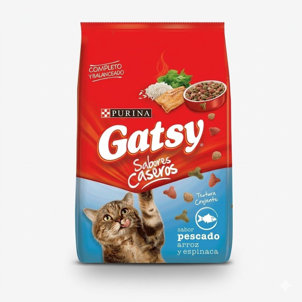 Purina Gatsy 3 Kg Alimento para Gatos Sabor Pescado, Arroz y Espinaca - Imagen 1