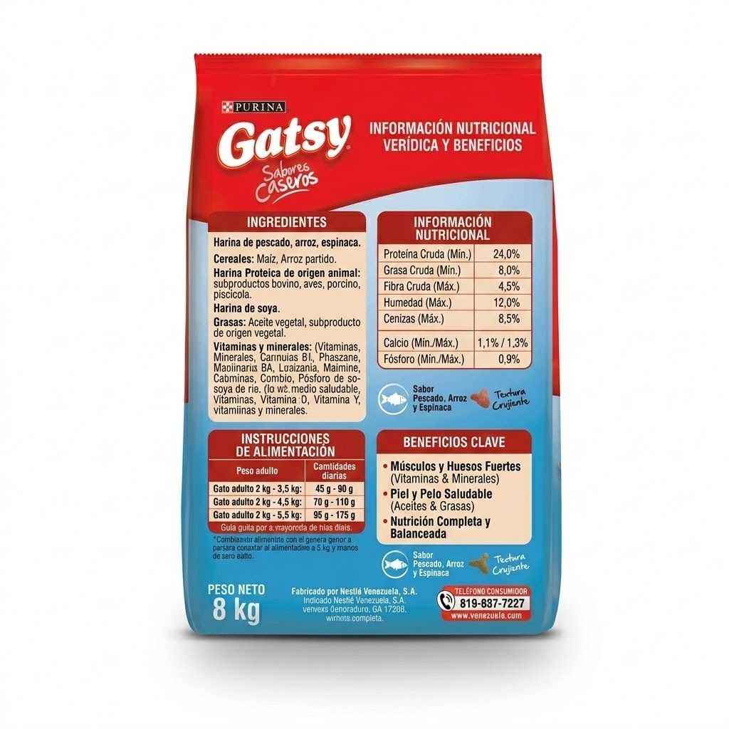 Purina Gatsy 3 Kg Alimento para Gatos Sabor Pescado, Arroz y Espinaca - Miniatura 3