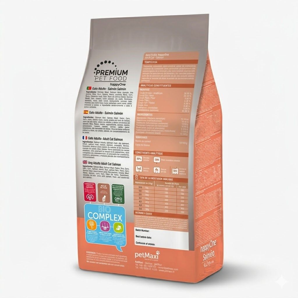 Happy One 2 Kg Alimento para Gatos Adultos Sabor Salmón - Omega 3 y 6  - Miniatura 2