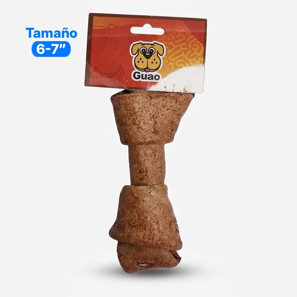 Hueso en Carnaza Carne Natural Tamaño 6-7" Masticable Nutritivo Perros