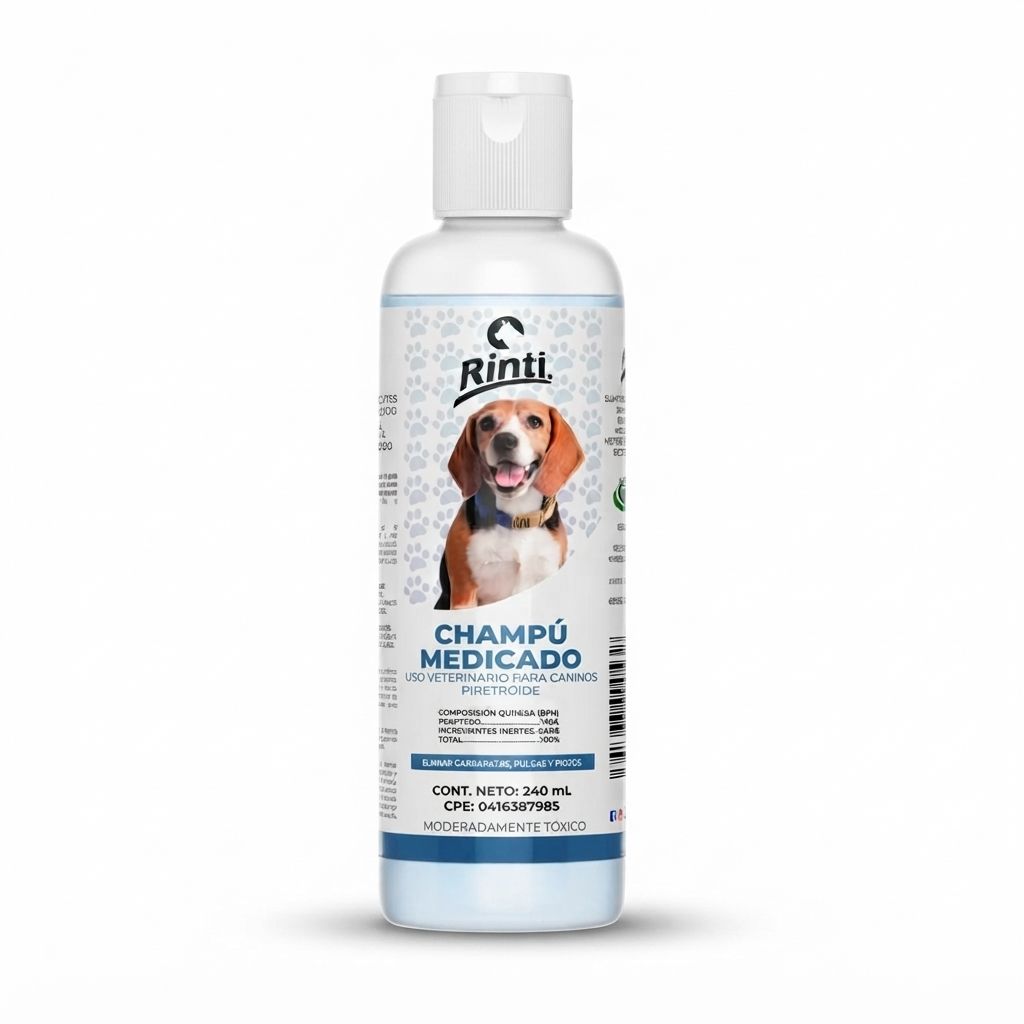 Rinti Champú Medicado 240 ML - Fórmula Antiséptica para el Alivio de la Piel