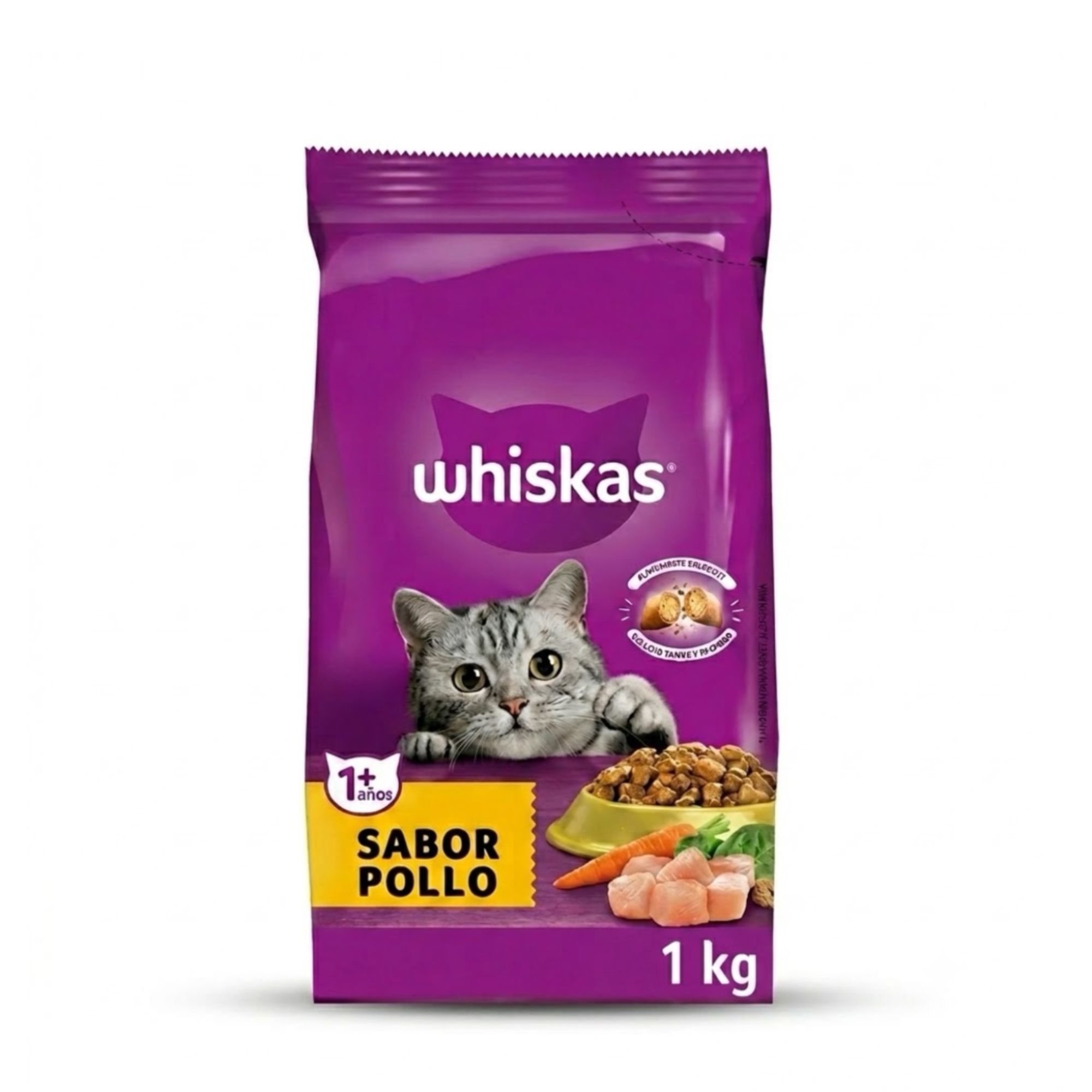 Whiskas 1 Kg Alimento Seco para Gatos Adultos Sabor Pollo