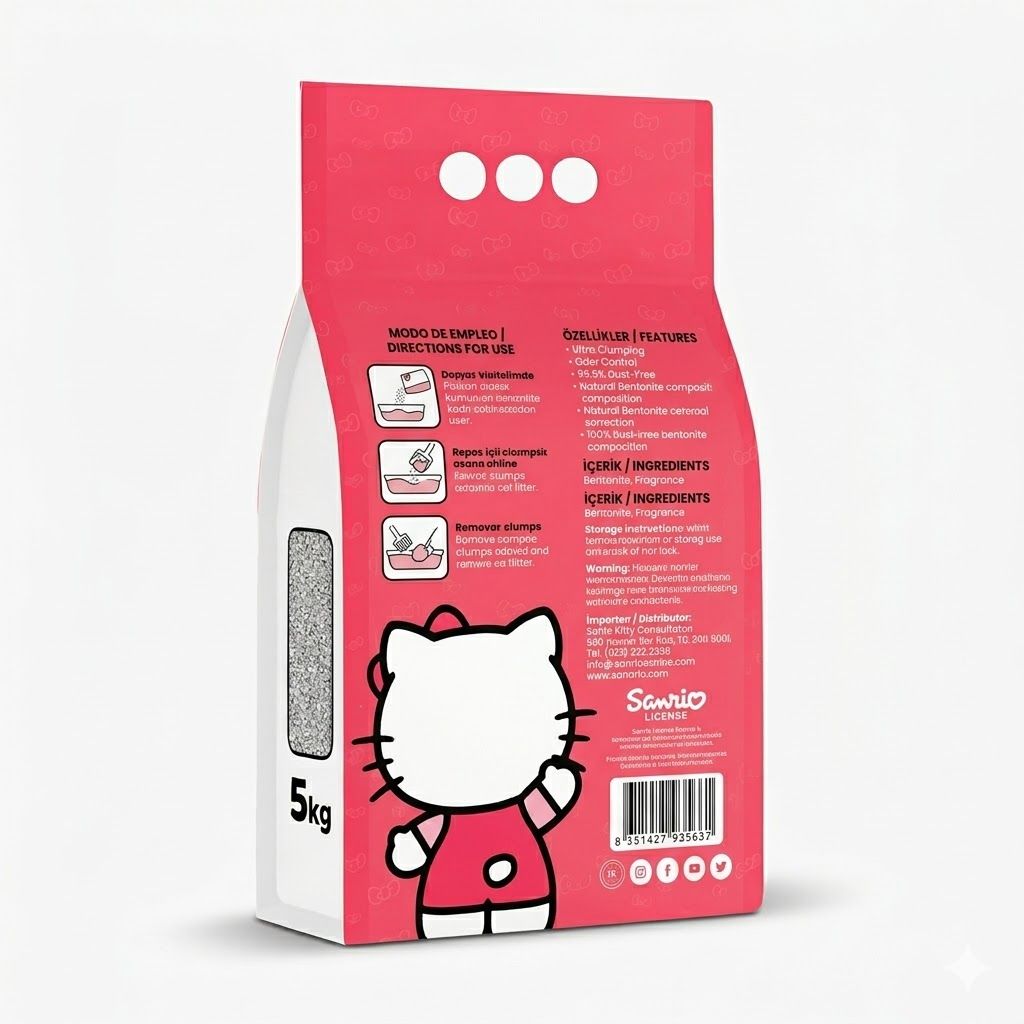 Kantal Hello Kitty Arena para Gatos con Aroma a Talco de Bebé 4.2 kg - Miniatura 3