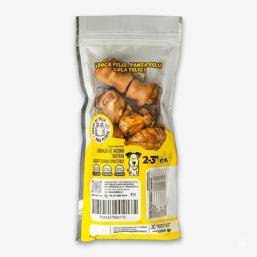 Kantal Dogulicious Hueso Pollo 5 Unidades - Huesos de Piel de Res con Sabor a Pollo para Limpieza - Miniatura 3