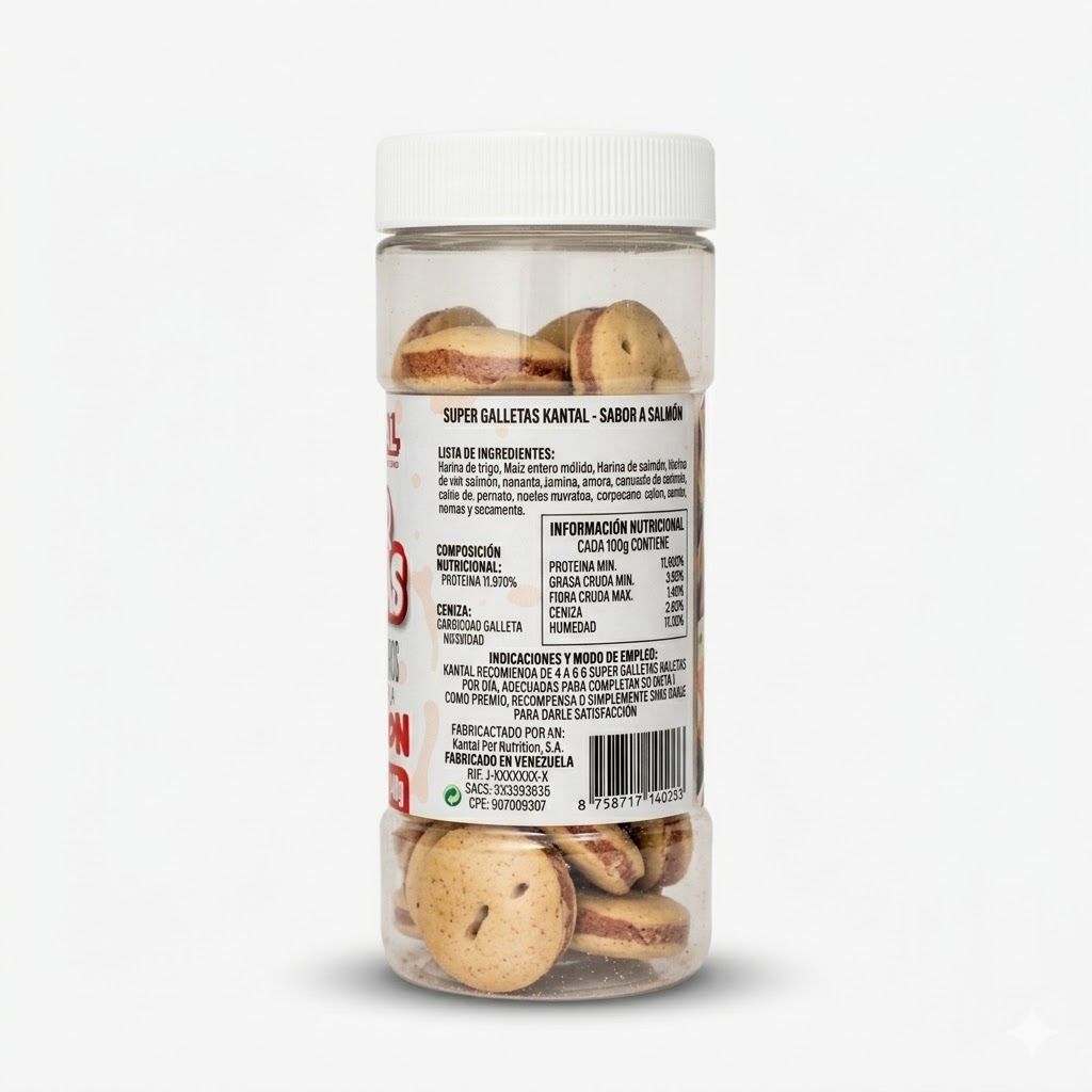 Kantal Super Galletas para Perros sabor a Salmon 140 Gr - Galletas Ricas en Omega para Piel y Pelaje - Miniatura 3