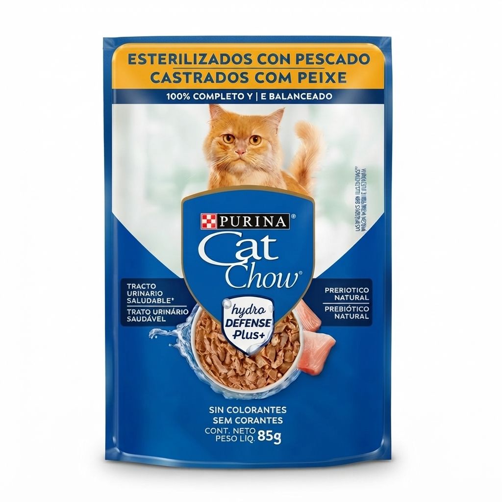 Purina Cat Chow Alimento Húmedo Gatos Esterilizados - Sabor Pescado Salud Urinaria 85 g - Imagen 1