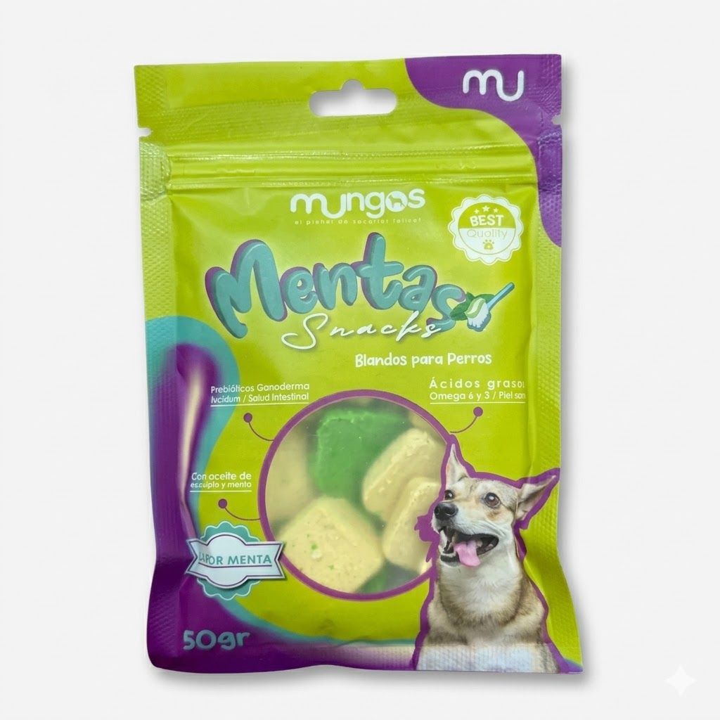 Snack Refrescante Sabor Menta para Mascotas Adultas Bolsa 50gr - Imagen 1