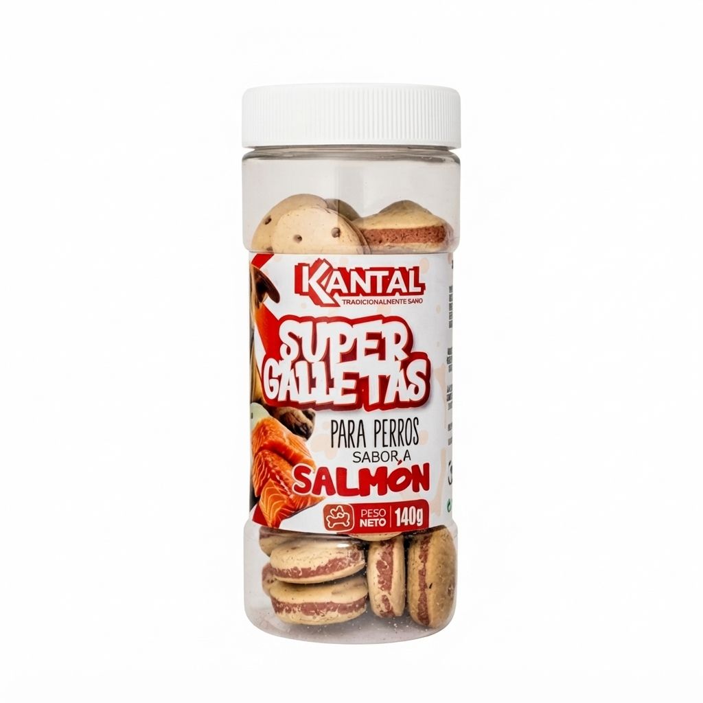 Kantal Super Galletas para Perros sabor a Salmon 140 Gr - Galletas Ricas en Omega para Piel y Pelaje - Imagen 1