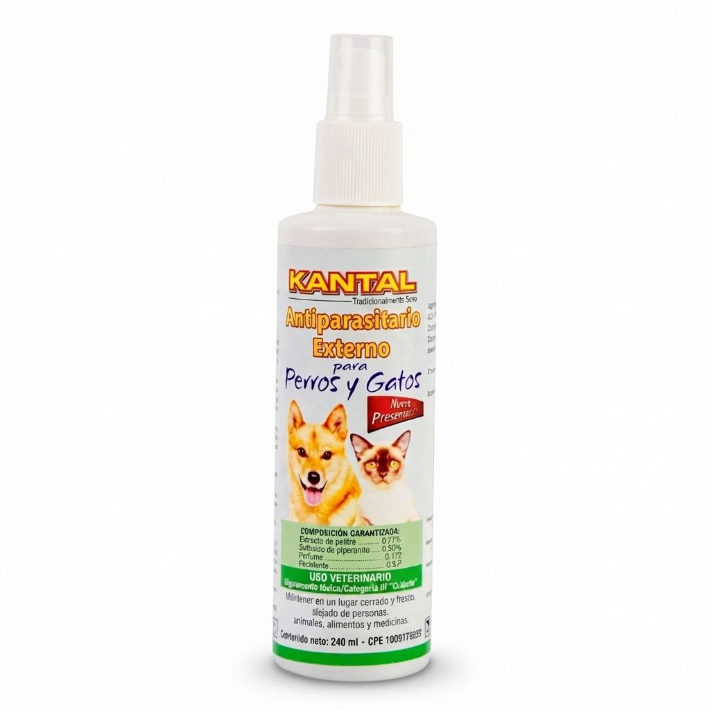 Kantal Antiparasitario Externo para Perros y Gatos 240 ML - Solución Eficaz contra Pulgas y Garrapatas