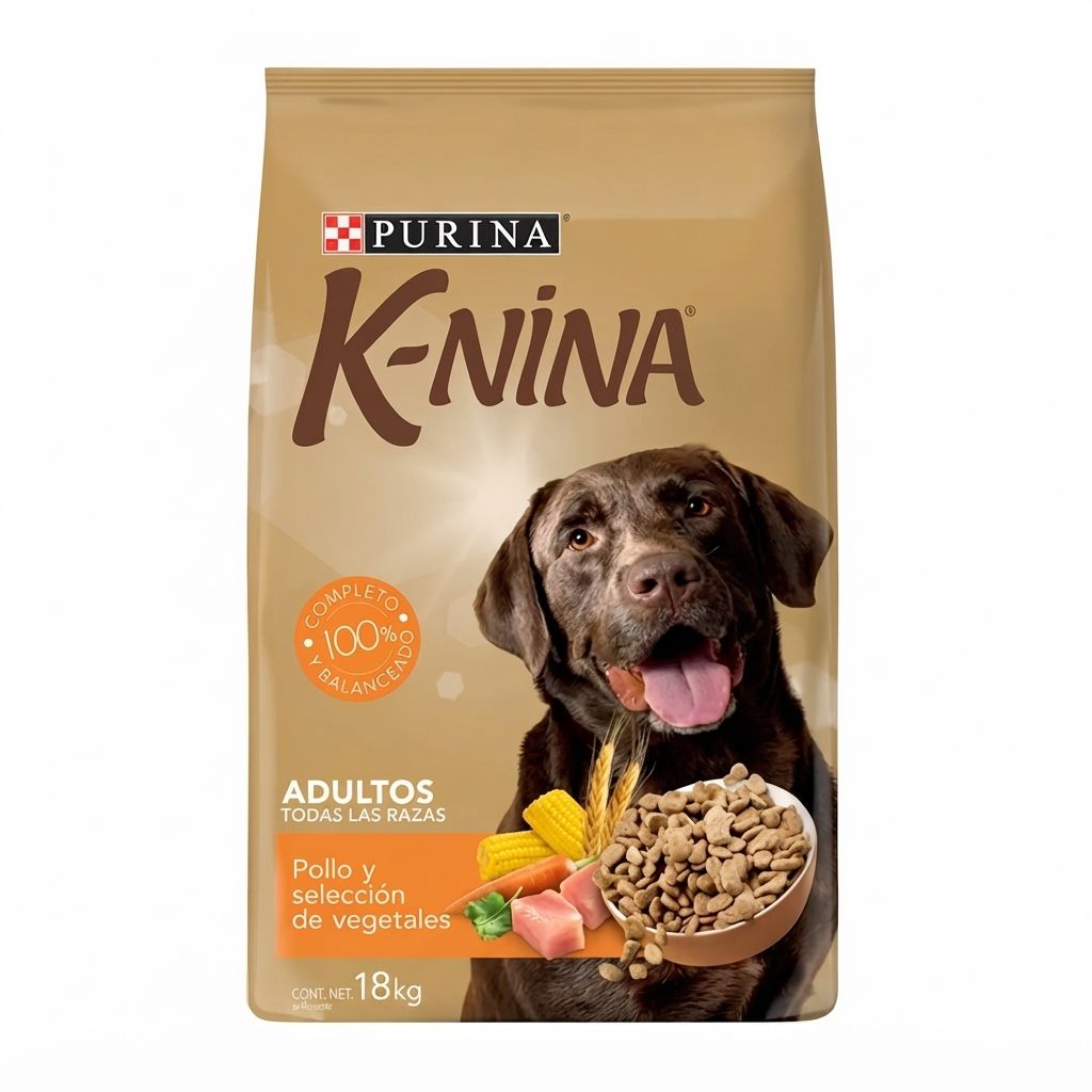 K-Nina Adulto Pollo y Vegetales 4 Kg - Dieta Equilibrada para Perros Adultos con Sabor Natural a Pollo - Imagen 1