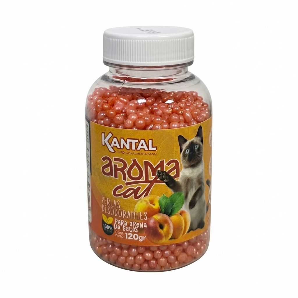 Perlas Desodorantes para Arena de Gatos con Aroma a Durazno 120 Gramos Control de Olores Potenciador de Frescura Fragancia Frutal Higiene Arenero.