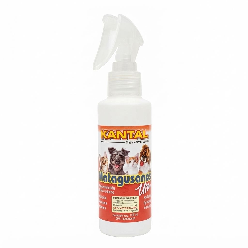 Kantal Matagusanos Sin Color para Perros y Gatos 120 ML - Tratamiento Invisible contra Larvas y Moscas