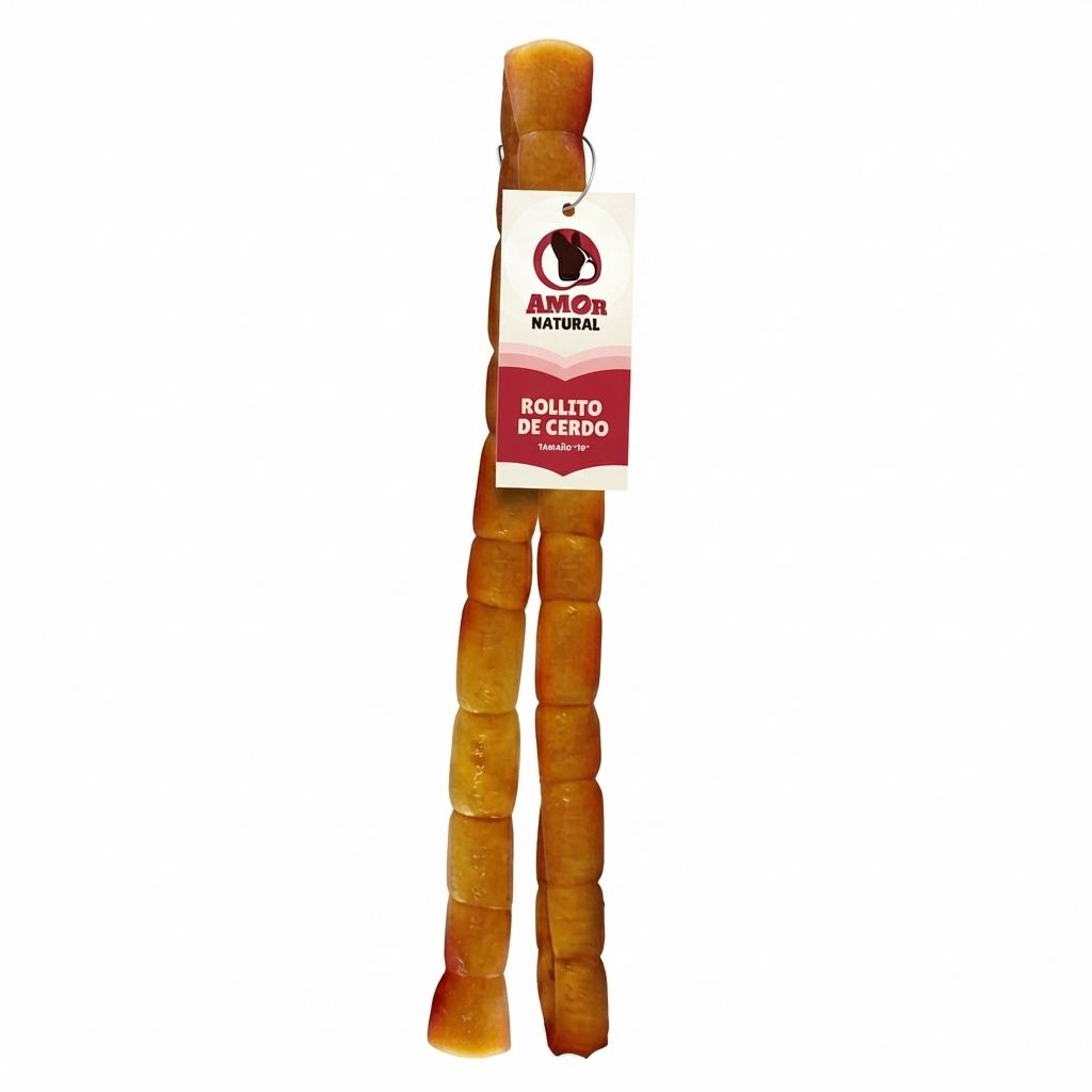 Rollito de Cerdo Natural 12 Pulgadas Amor Natural | Snack Masticable para Perros - Imagen 1