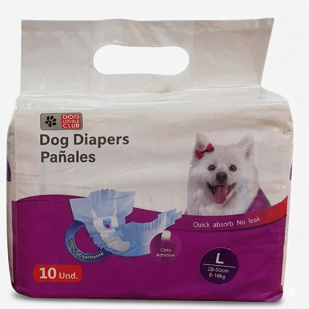 Pañal Absorbente para Perros Talla L Cómodo Desechable Hembra Macho