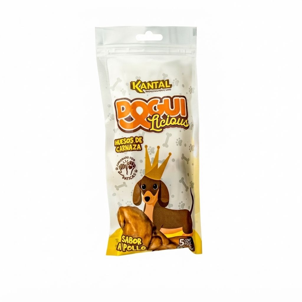 Kantal Dogulicious Hueso Pollo 5 Unidades - Huesos de Piel de Res con Sabor a Pollo para Limpieza - Imagen 1