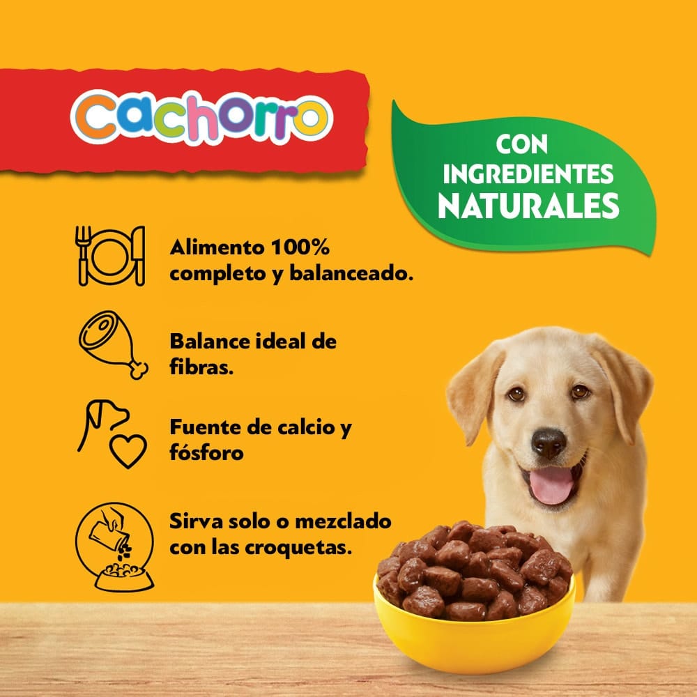 Pedigree Cachorro Sobre Carne 85 Gr - Pouch de Alimento Húmedo Cocido al Vapor para Cachorros - Miniatura 3