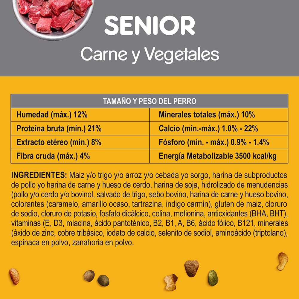 Pedigree Senior 7+ sabor a Carne y Vegetales 1,5 Kg - Cuidado Especial para Perros de Edad Avanzada - Miniatura 7