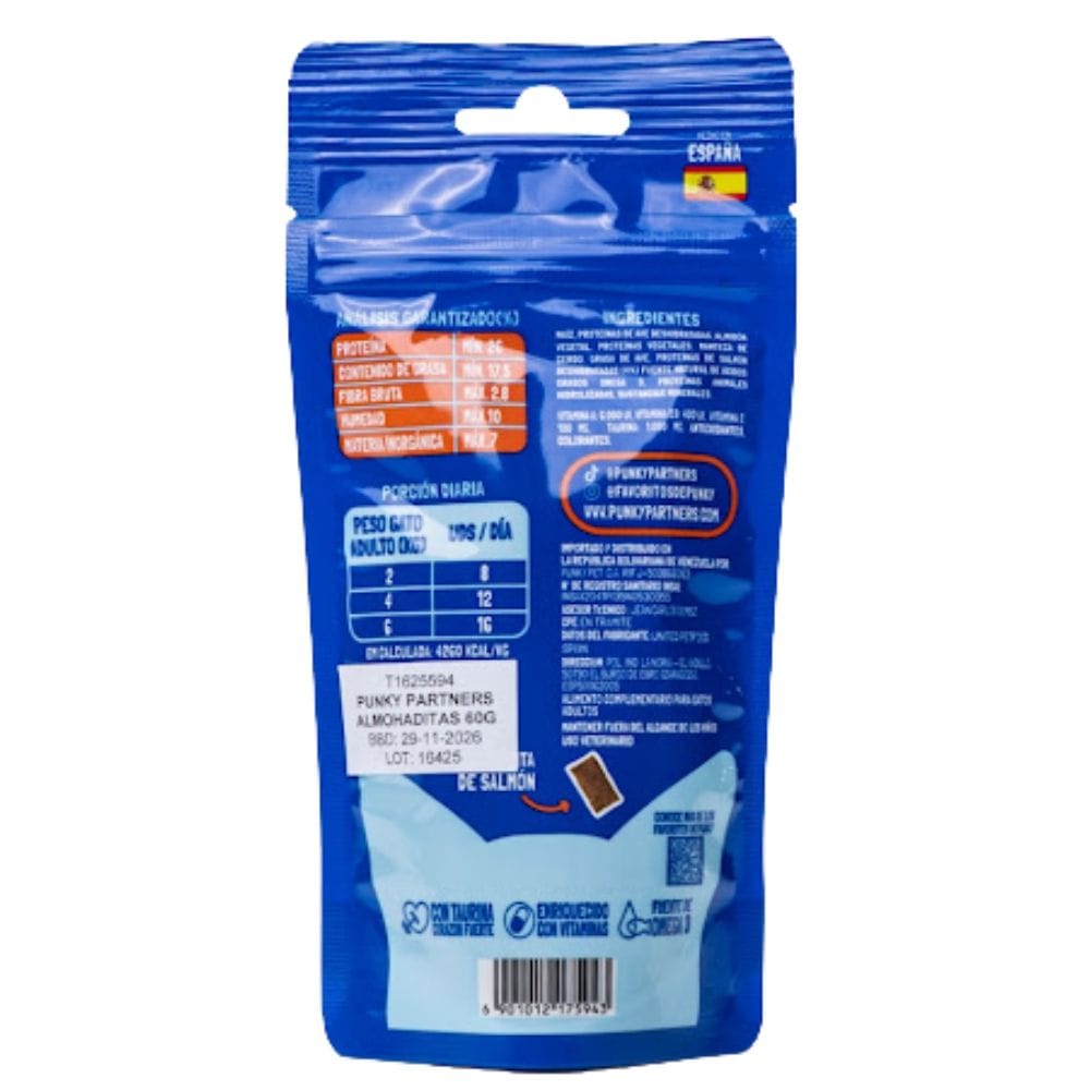 Punky Partners Snacks Almohaditas Crujientes Sabor Salmón para Gatos 60 g - Miniatura 3