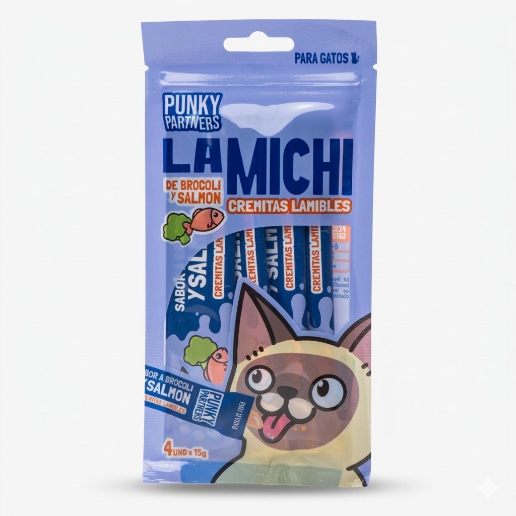 Punky Partners Michi Salmón Snack Cremoso para Gatos - Pack 4 Unidades - Miniatura 2