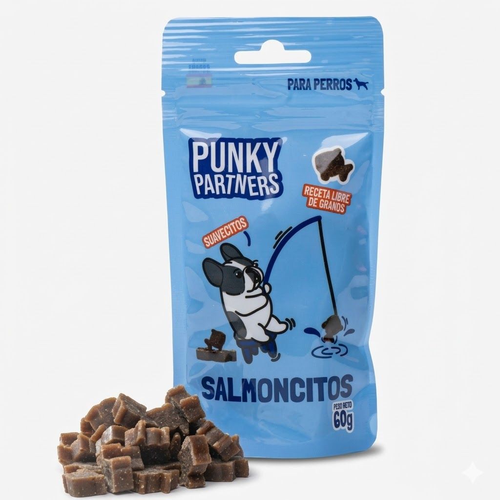 Punky Partners Salmoncitos para Perros 60 Gr - Premios Saludables Ricos en Omega con Sabor a Salmón - Miniatura 2