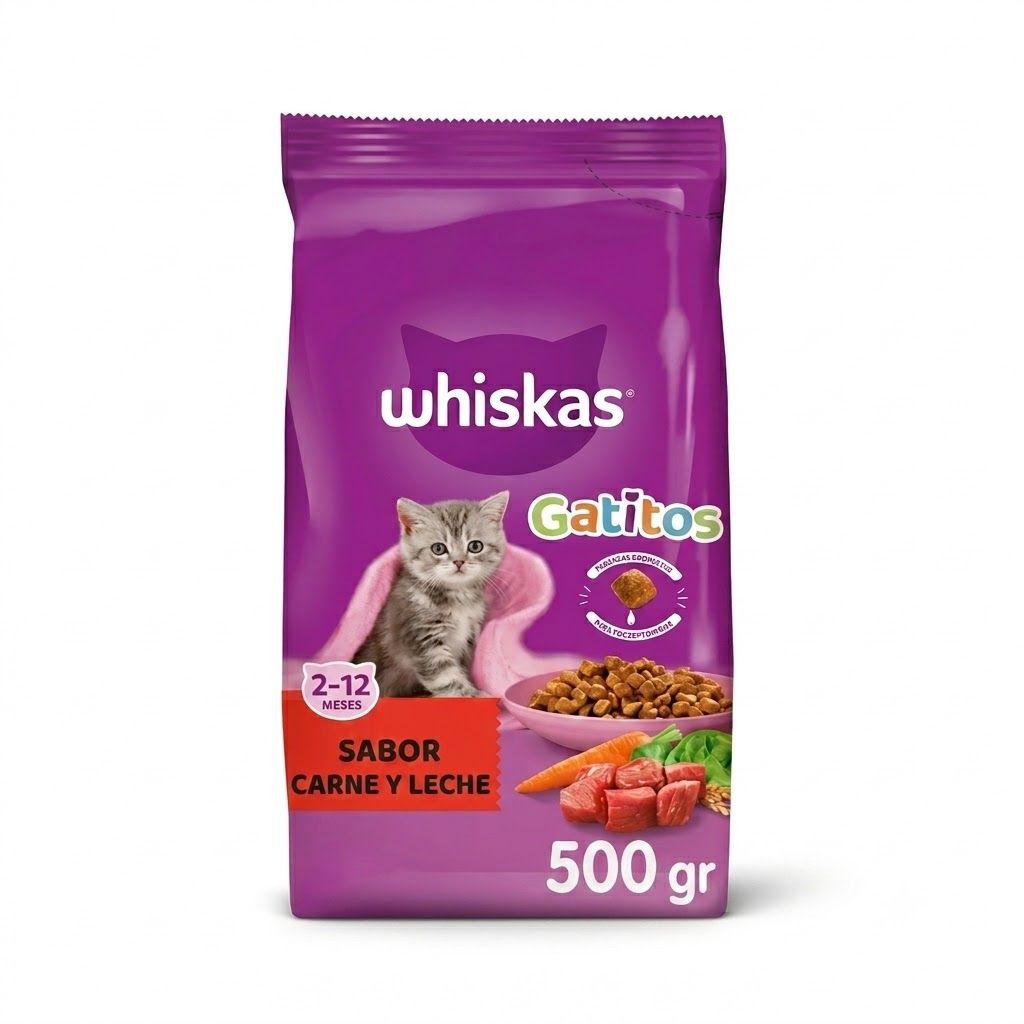 Whiskas 500 Gr Alimento Seco para Gatitos (Kitten) Sabor Carne y Leche