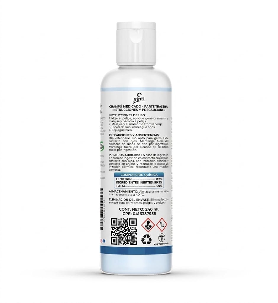 Rinti Champú Medicado 240 ML - Fórmula Antiséptica para el Alivio de la Piel - Miniatura 3