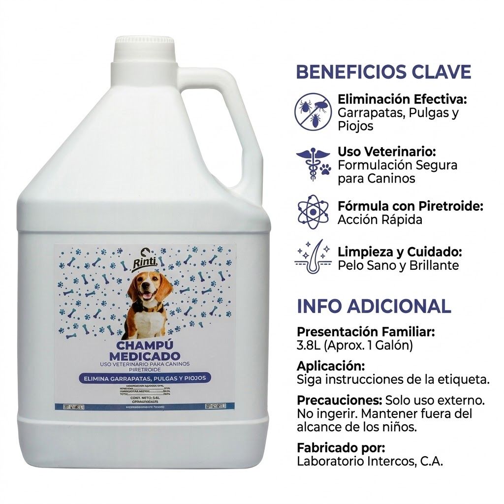 Rinti Champú Medicado 3,8 L - Galón de Limpieza Profunda y Cuidado Dermatológico - Miniatura 4