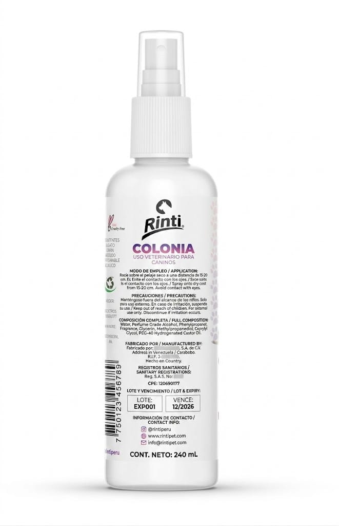 Rinti Colonia para Perros 240 ML - Fragancia Fresca y Duradera para el Aseo Diario - Miniatura 3