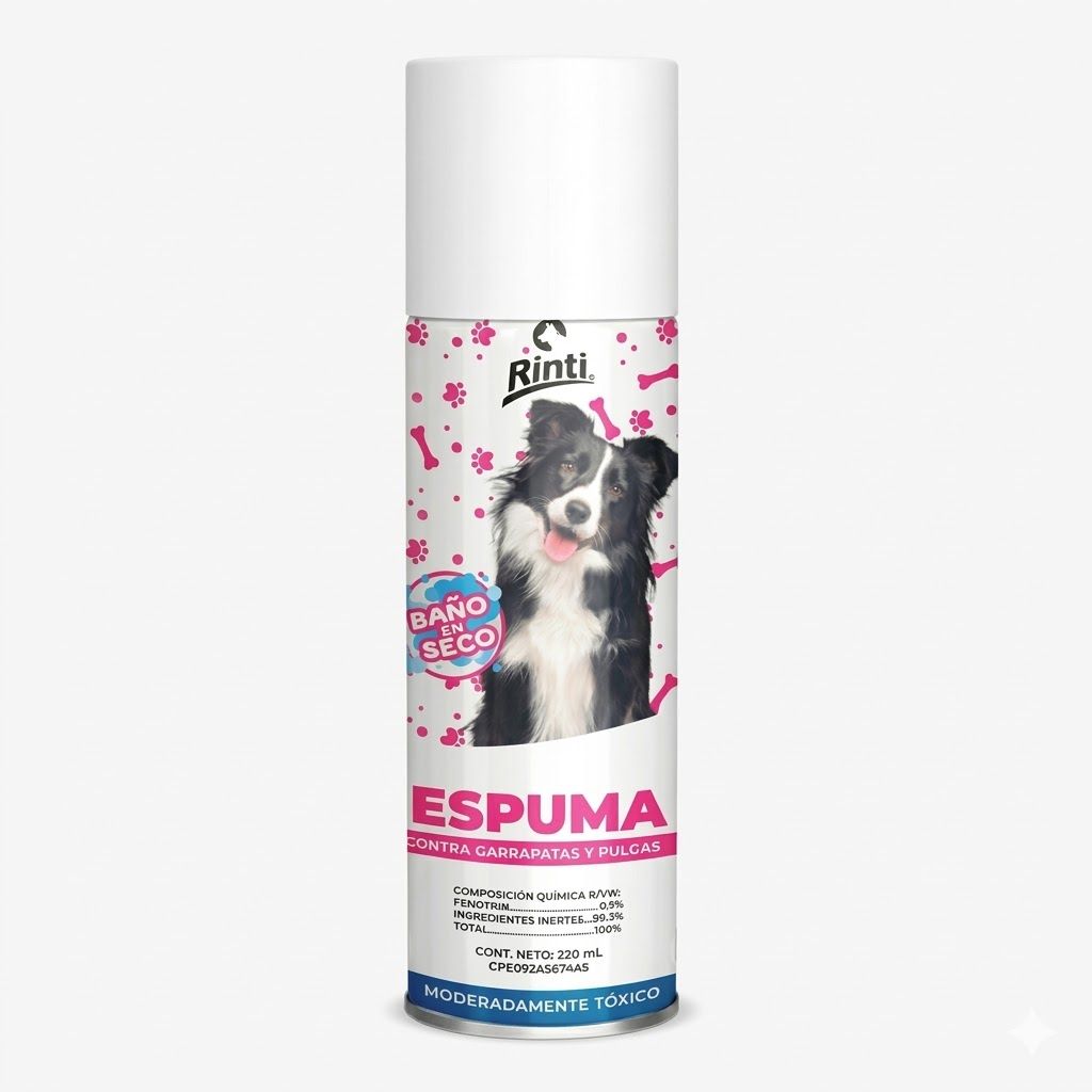 Rinti Espuma de Baño Seco 220 ML - Higiene Práctica y Desodorante para Mascotas - Miniatura 2