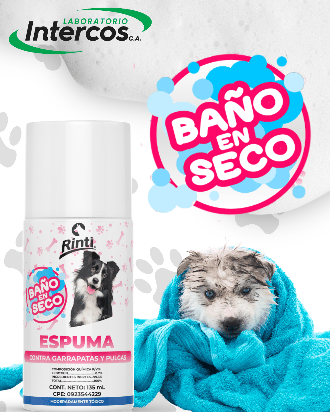 Rinti Espuma de Baño Seco 220 ML - Higiene Práctica y Desodorante para Mascotas - Miniatura 4