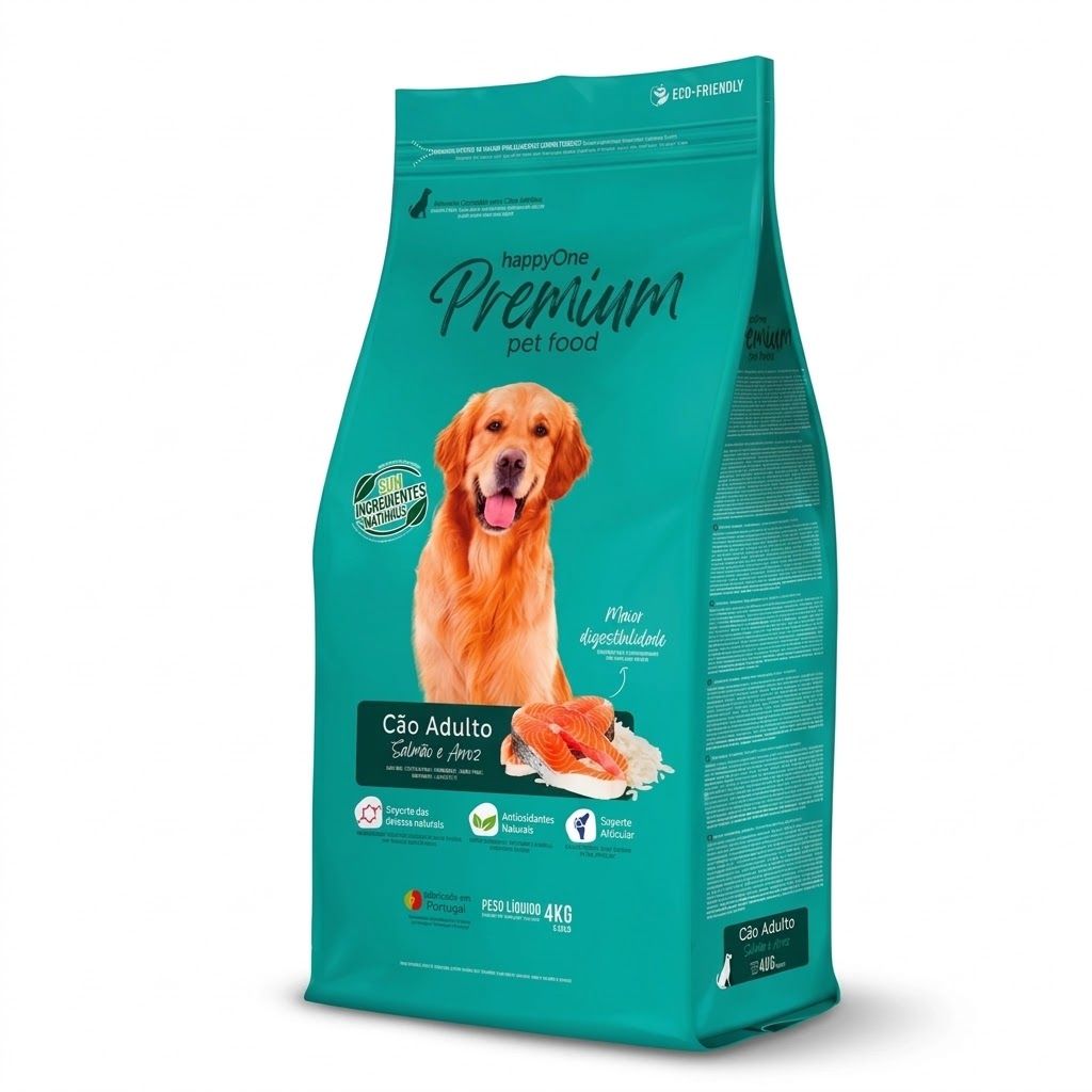 Happy One 4 Kg Alimento Seco para Perros Adultos sabor a Salmon y Arroz Premium Bolsa de  - Imagen 1