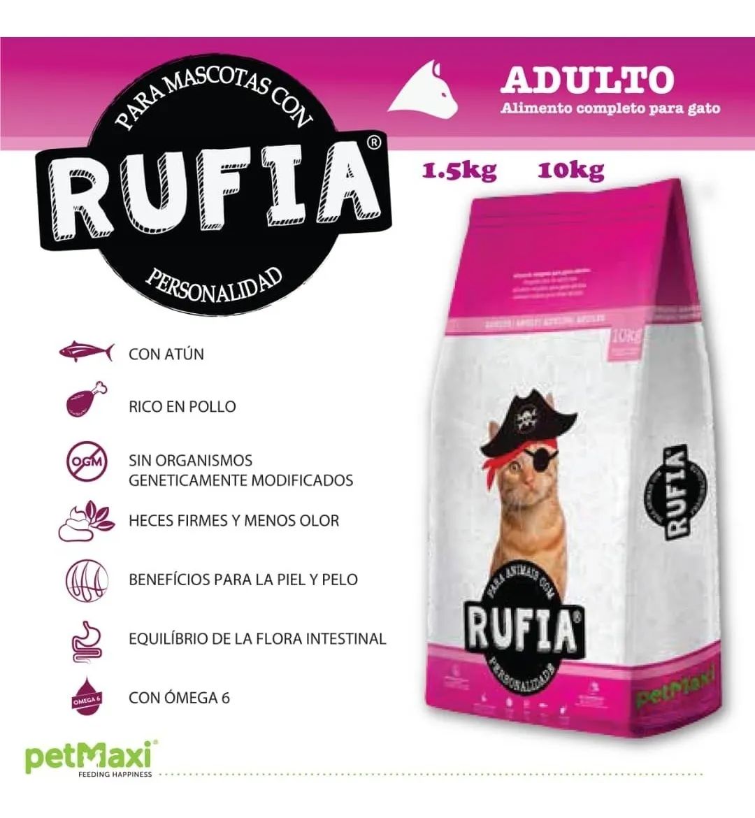 Rufia Alimento Seco para Gatos Adultos Sabor Atún y Pollo 1.5 kg - Miniatura 3