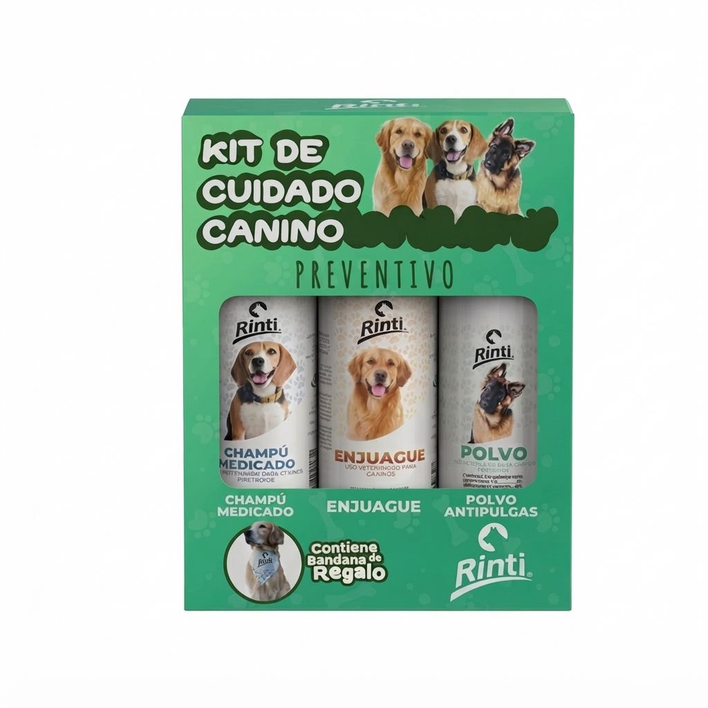 Rinti Kit Cuidado Integral - Combo de Limpieza con Champú, Enjuague y Polvo