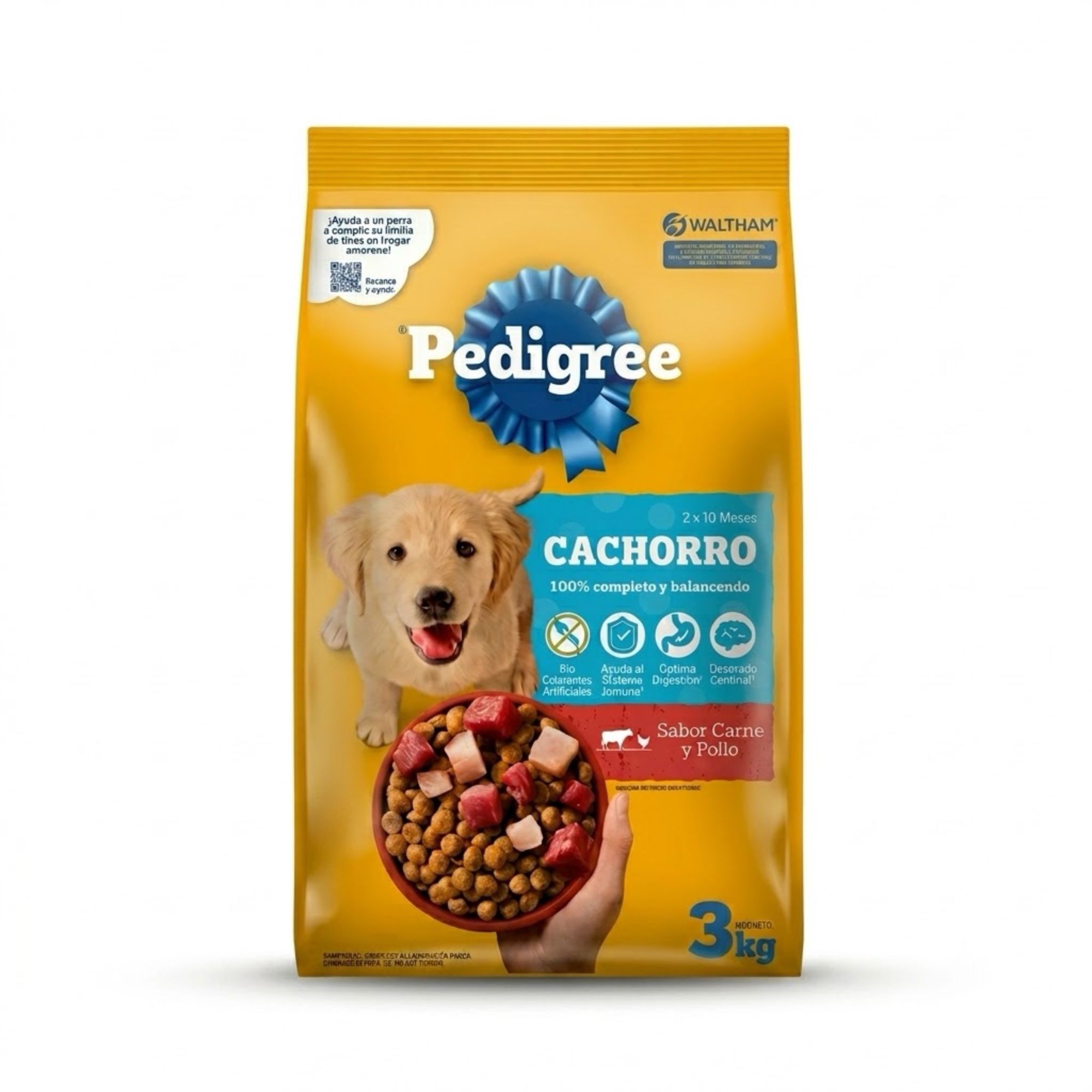 Pedigree Cachorro 3 Kg sabor a Carne y Pollo - Alimento Balanceado con Fibras Naturales y Proteína