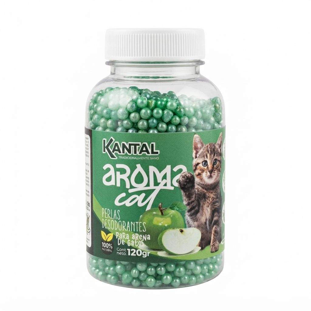 Perlas Desodorantes para Arena de Gatos con Aroma a Manzana 120 Gramos Control de Olores Potenciador de Frescura Fragancia Frutal Higiene Arenero.